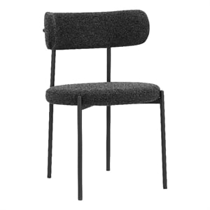 American Home Classics Lena 18&quot Boucle Fabric Dining Chairs in Black (Set of 2)