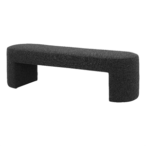 American Home Classics Makayla 18&quot Modern Boucle Fabric & Wood Bench in Black