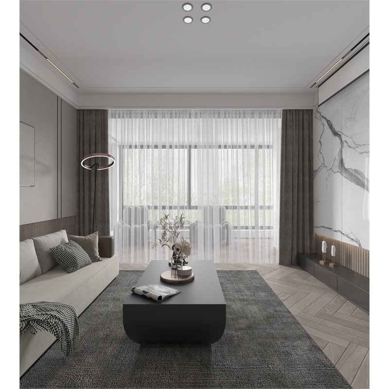 American Home Classics Spencer Modern Stainless Steel Coffee Table in Black