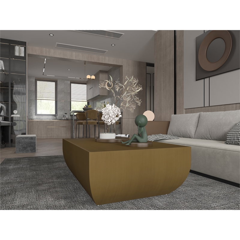 American Home Classics Spencer Modern Stainless Steel Coffee Table in Brass