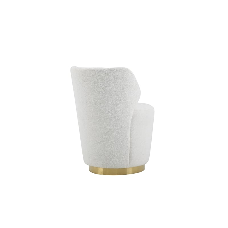 American Home Classic Shell Upholstered Modern Metal Swivel Chair in Ivory