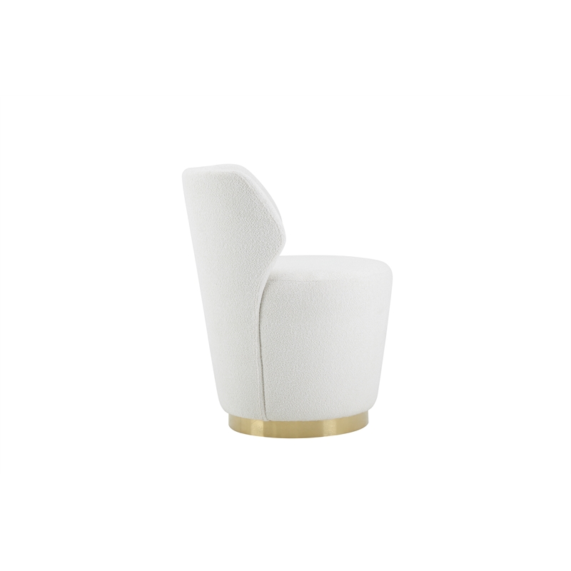 American Home Classic Shell Upholstered Modern Metal Swivel Chair in Ivory