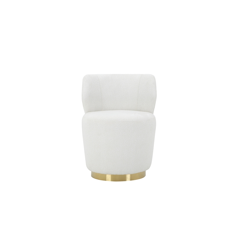 American Home Classic Shell Upholstered Modern Metal Swivel Chair in Ivory