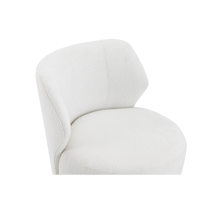 American Home Classic Shell Upholstered Modern Metal Swivel Chair in Ivory