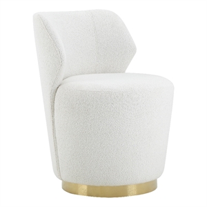 American Home Classic Shell Upholstered Modern Metal Swivel Chair in Ivory