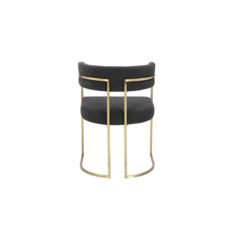 Fur Dining Chair in Brushed Gold and Black Boucle