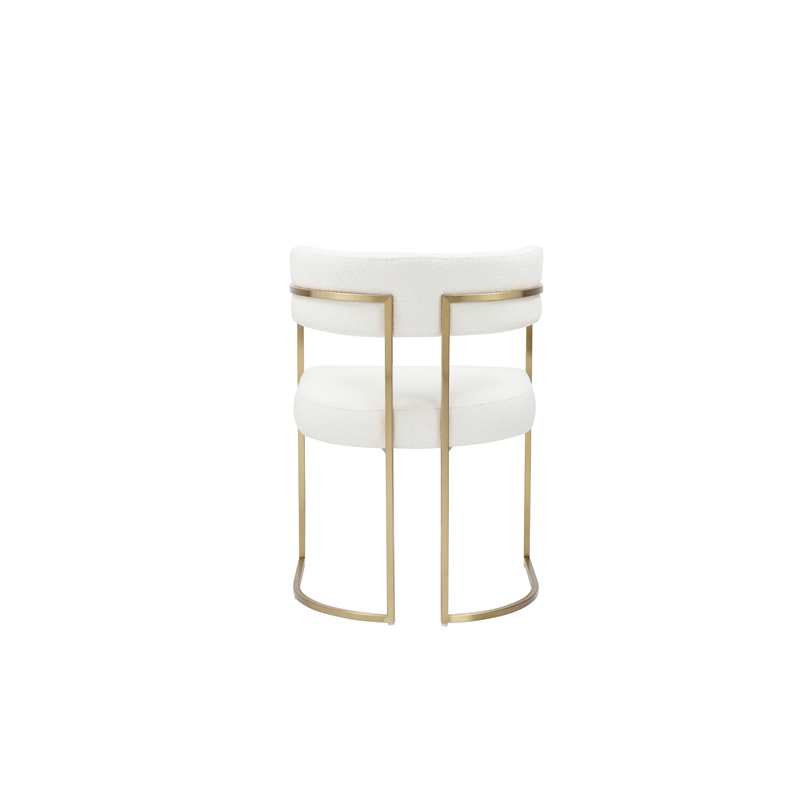 Fur Dining Chair in Brushed Gold and Ivory Boucle