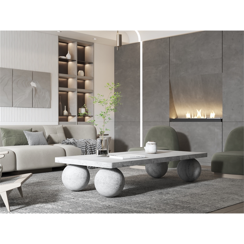 Dani Rectangle Coffee Table Large In Light Grey Concrete