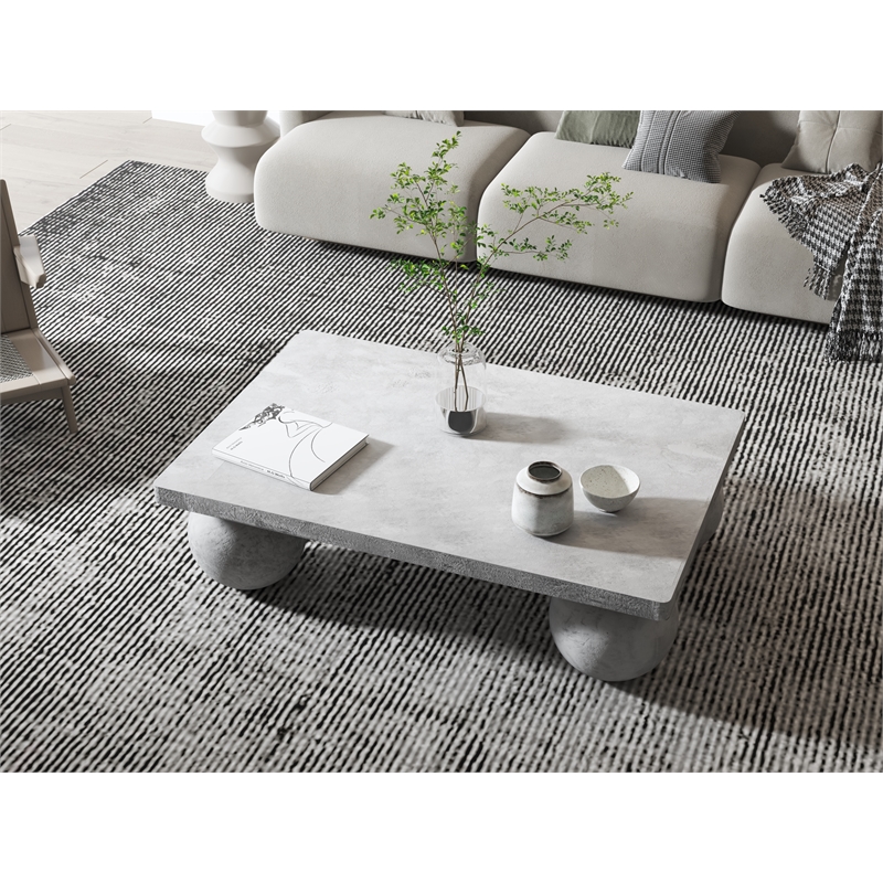 Dani Rectangle Coffee Table Medium In Light Grey Concrete