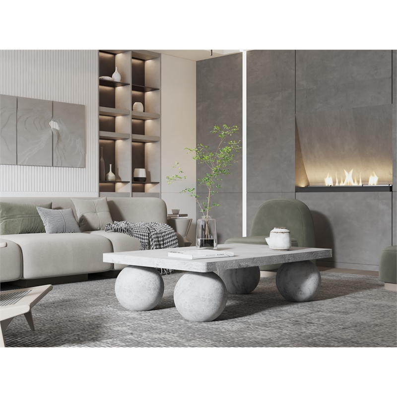 Dani Rectangle Coffee Table Medium In Light Grey Concrete