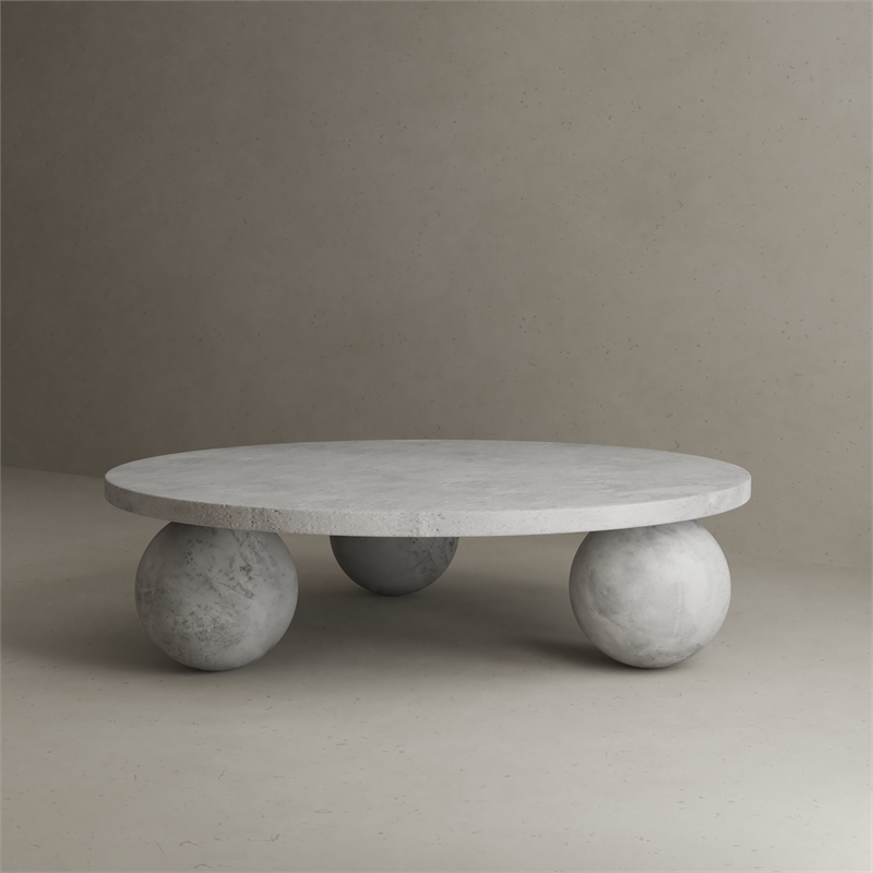 Dani Round Coffee Table Large In Light Grey Concrete