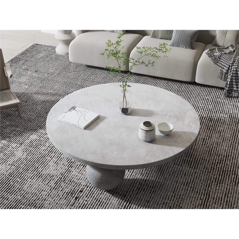 Dani Round Coffee Table Large In Light Grey Concrete