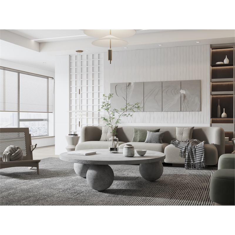 Dani Round Coffee Table Large In Light Grey Concrete