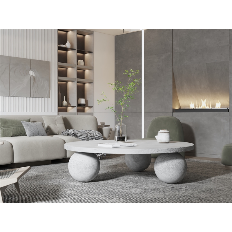 Dani Round Coffee Table Large In Light Grey Concrete