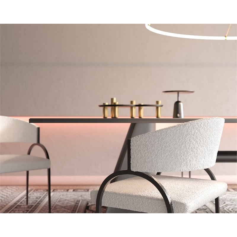 Sansa Dining Chair in Ivory Boucle