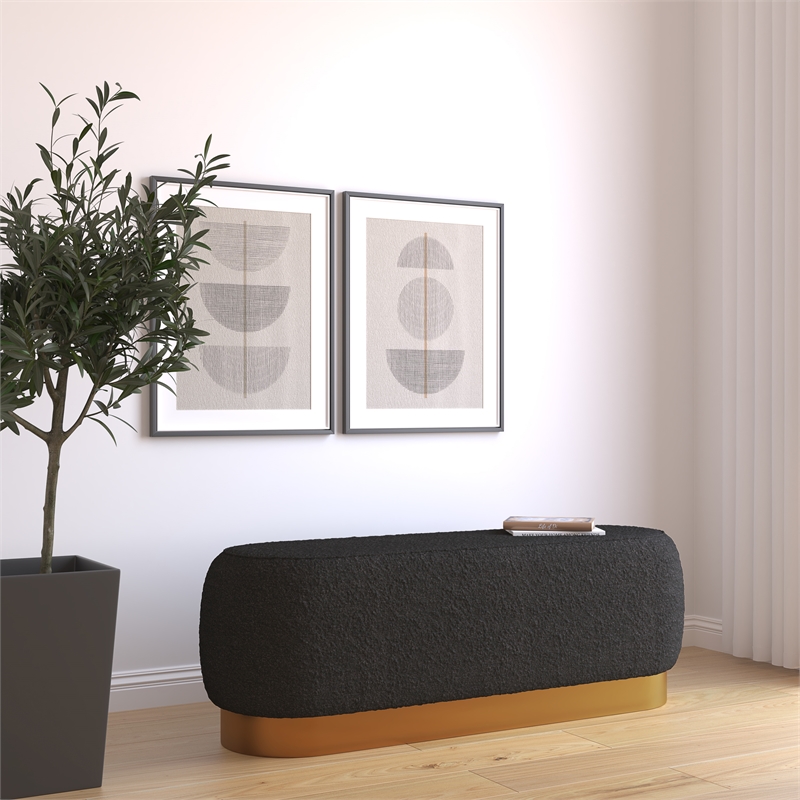 Century Bench in Champagne Gold and Black Boucle