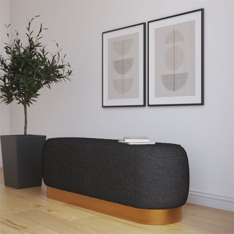 Century Bench in Champagne Gold and Black Boucle