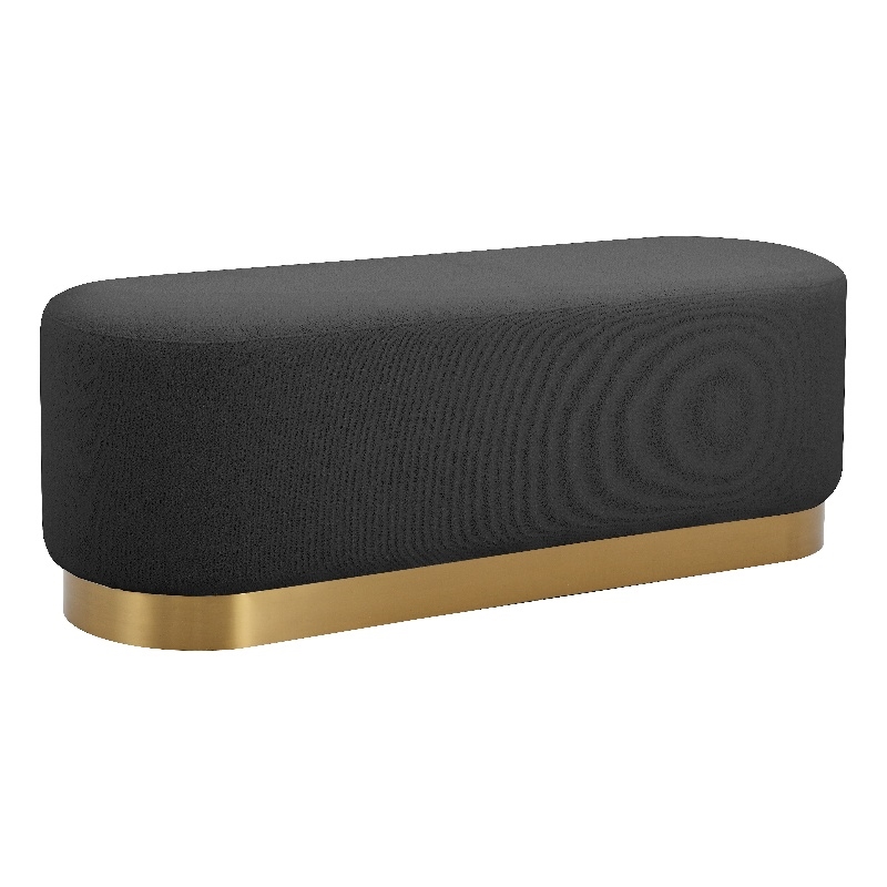 Century Bench in Champagne Gold and Black Boucle