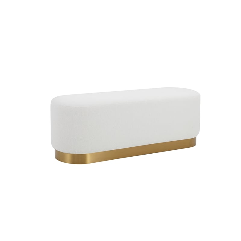 Century Bench in Champagne Gold and Ivory Boucle