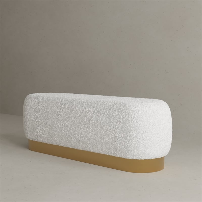 Century Bench in Champagne Gold and Ivory Boucle