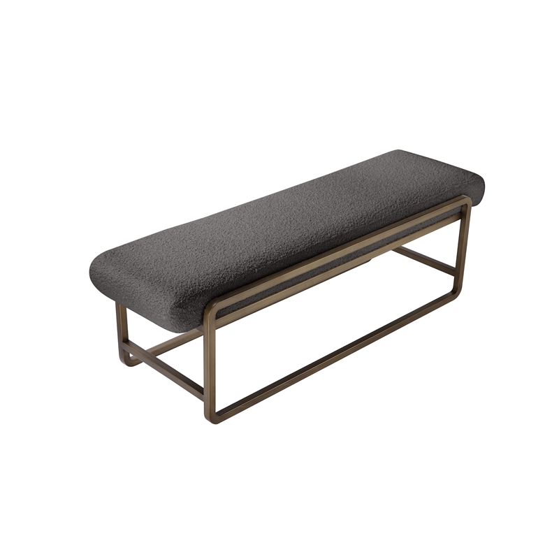 Cole Bench in Brass with Grey Boucle Cole Collection