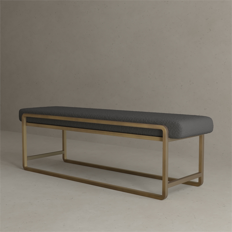 Cole Bench in Brass with Grey Boucle Cole Collection