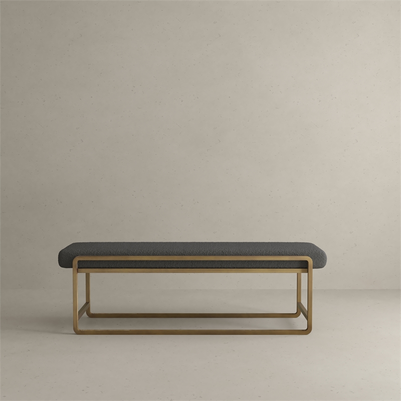 Cole Bench in Brass with Grey Boucle Cole Collection