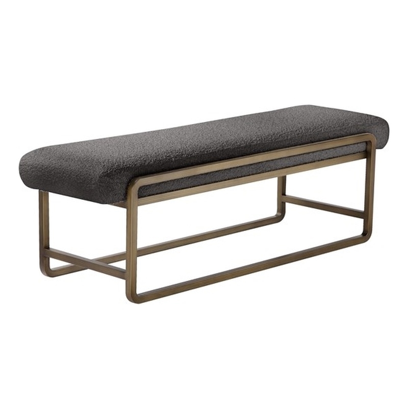 Cole Bench in Brass with Grey Boucle Cole Collection