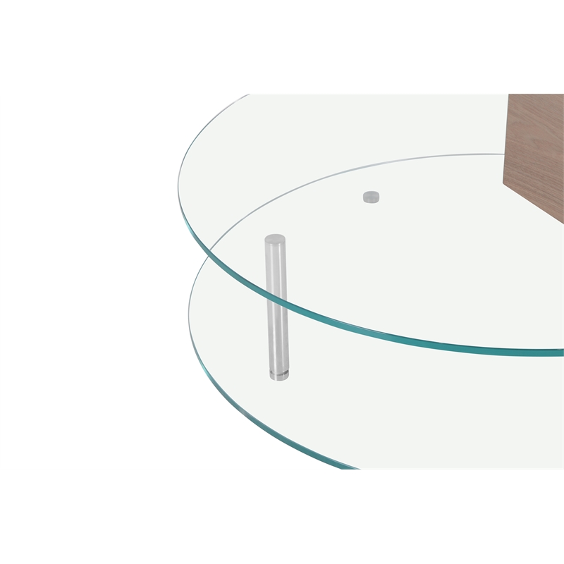 American Home Classic Brick Round Glass/Wood Coffee Table in Ash/Clear