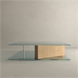 American Home Classic Brick Glass Coffee Table with Rectangle Wood in Ash/Clear