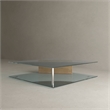 American Home Classic Brick Glass Coffee Table with Rectangle Wood in Ash/Clear