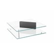 American Home Classic Brick Glass Coffee Table w/ Rectangle Wood in Black/Clear