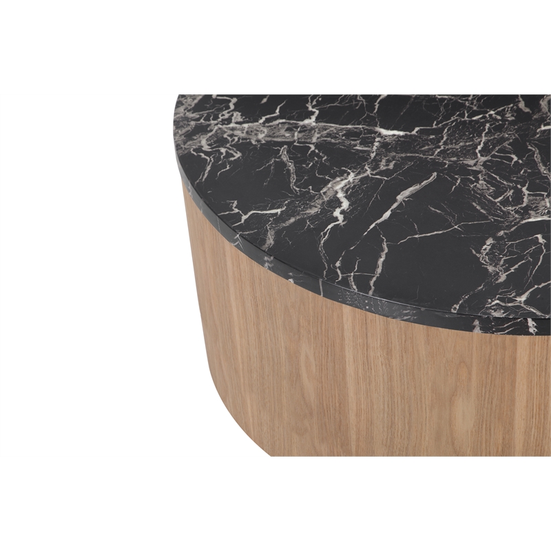 American Home Classic Dax Faux Marble & Wood Coffee Table in Black/Ash