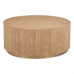 American Home Classic Dax Wood Coffee Table with Brass Base in Ash