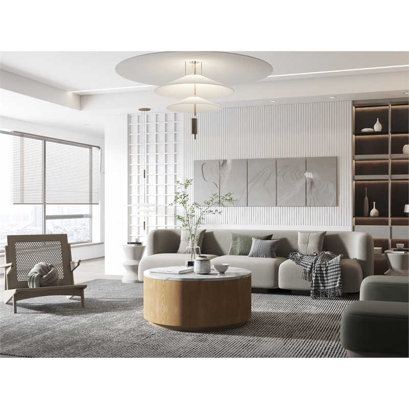 American Home Classic Dax Wood & Faux Marble Coffee Table in Ash/White