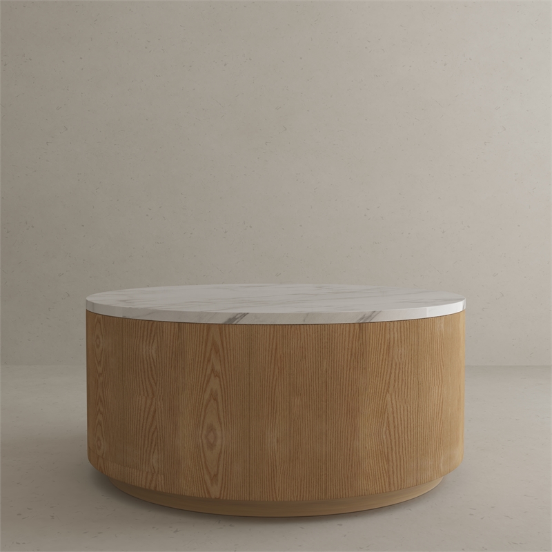 American Home Classic Dax Wood & Faux Marble Coffee Table in Ash/White