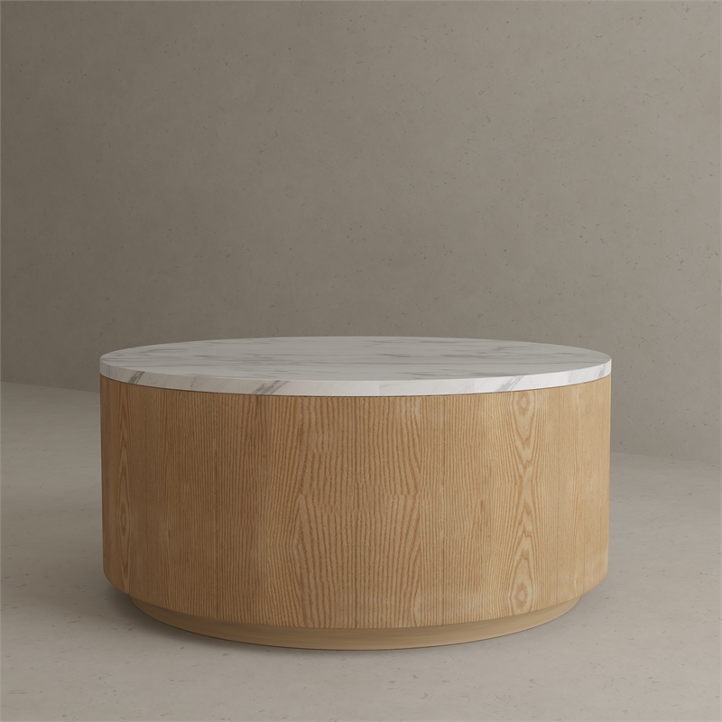 American Home Classic Dax Wood & Faux Marble Coffee Table in Ash/White