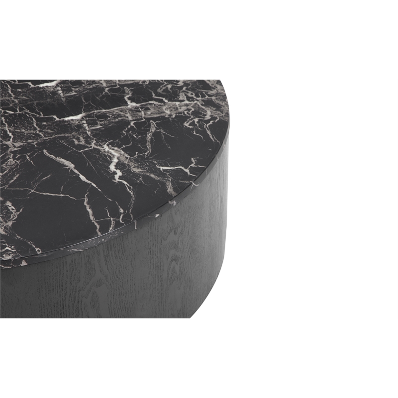 American Home Classic Dax Faux Marble & Wood Coffee Table in Black