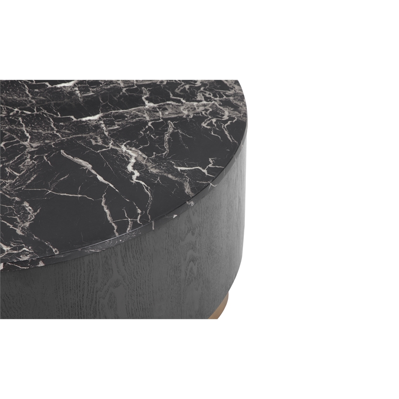 American Home Classic Dax Wood & Faux Marble Coffee Table in Black