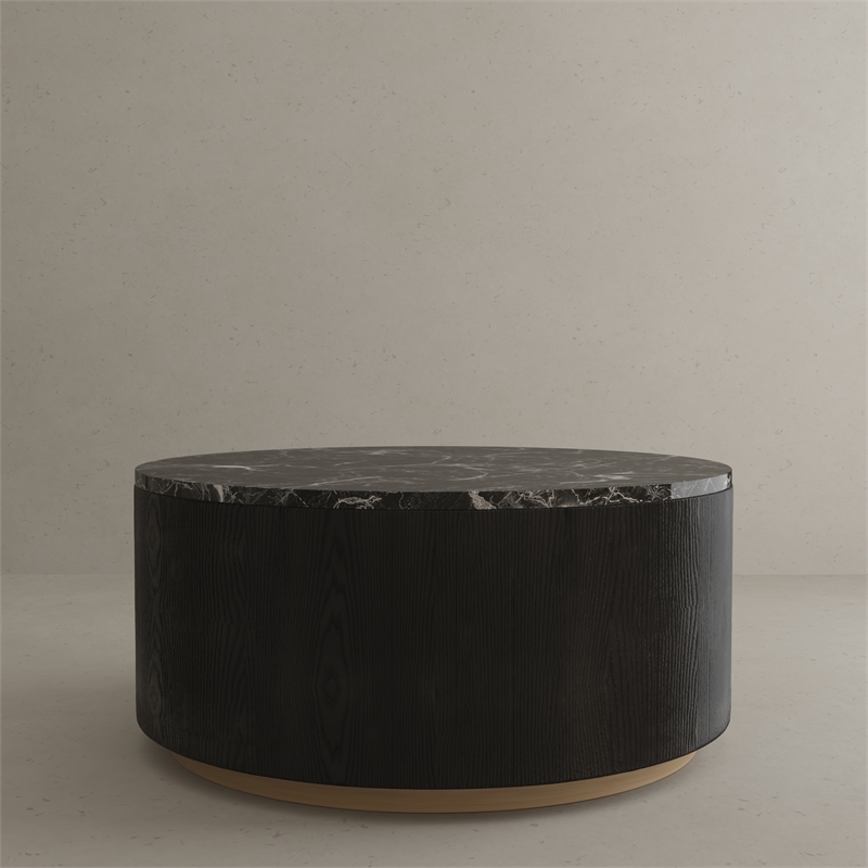 American Home Classic Dax Wood & Faux Marble Coffee Table in Black
