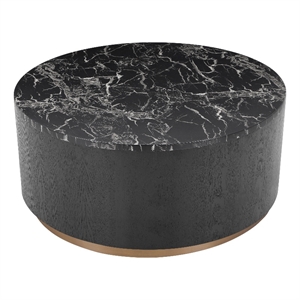 American Home Classic Dax Wood & Faux Marble Coffee Table in Black