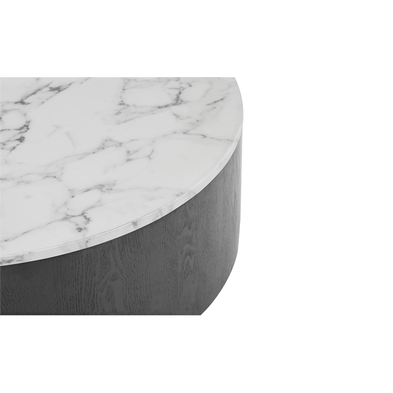 American Home Classic Dax Faux Marble & Wood Coffee Table in White/Black