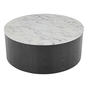 American Home Classic Dax Faux Marble & Wood Coffee Table in White/Black