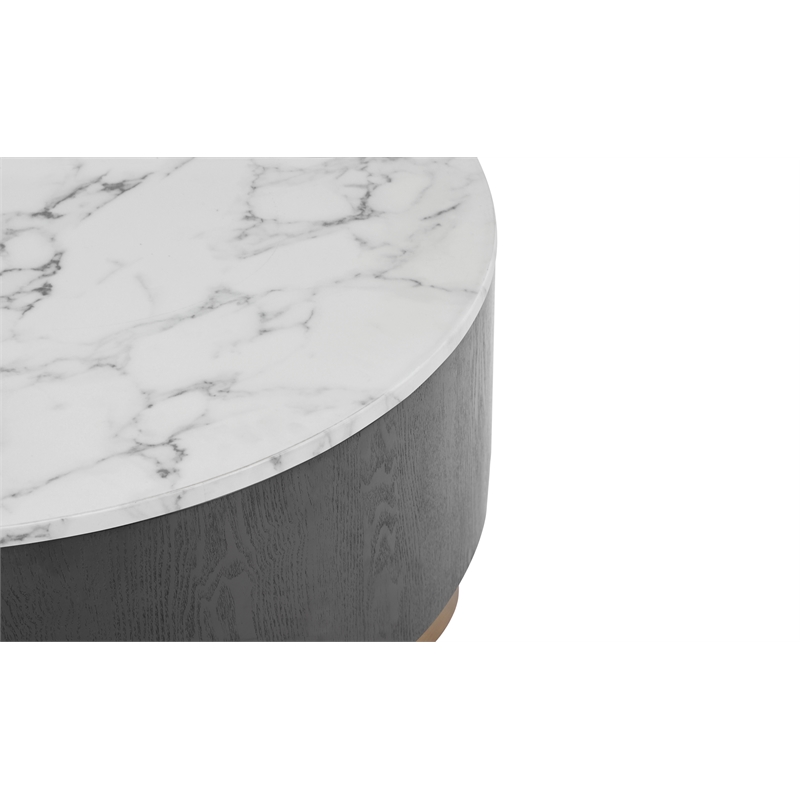 American Home Classic Dax Wood & Faux Marble Coffee Table in Black/White