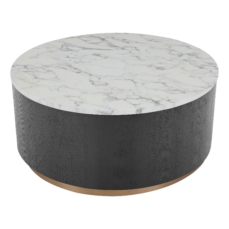 American Home Classic Dax Wood & Faux Marble Coffee Table in Black/White