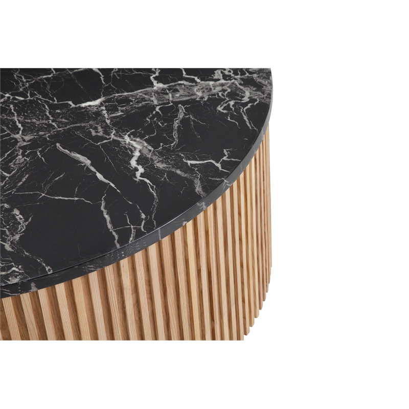 American Home Classic Finn Faux Marble & Wood Coffee Table in Black/Ash