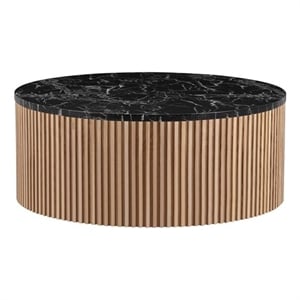 American Home Classic Finn Faux Marble & Wood Coffee Table in Black/Ash