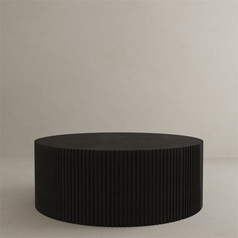 American Home Classic Finn Modern Solid Wood Coffee Table in Black