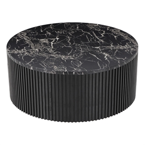 American Home Classic Finn Wood & Faux Marble Coffee Table in Black