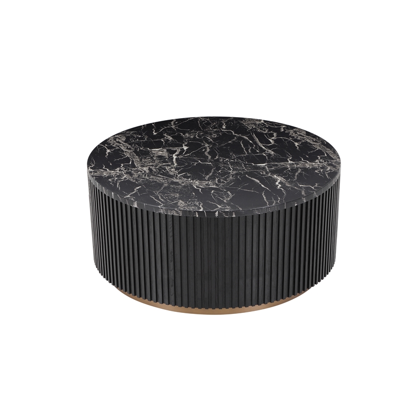 American Home Classic Finn Faux Marble & Wood Coffee Table in Black